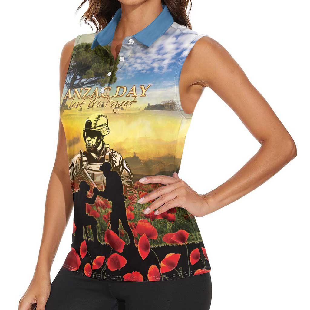 New Zealand ANZAC Day Women Sleeveless Polo Shirt The Ode Remembrance And Poppy