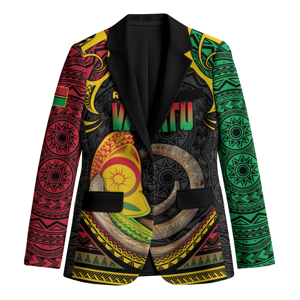 Vanuatu Language Week Blazer Boar Tusk Warrior Tribal Floral Pattern