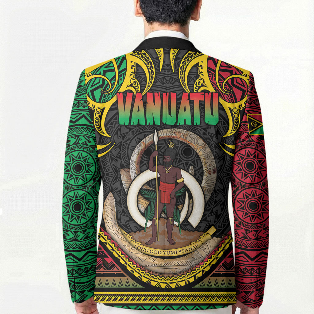 Vanuatu Language Week Blazer Boar Tusk Warrior Tribal Floral Pattern