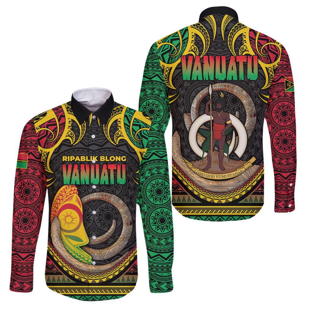 Vanuatu Language Week Family Matching Mermaid Dress and Hawaiian Shirt Boar Tusk Warrior Tribal Floral Pattern