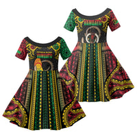Vanuatu Language Week Family Matching Summer Maxi Dress and Hawaiian Shirt Boar Tusk Warrior Tribal Floral Pattern