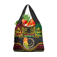Vanuatu Language Week Grocery Bag Boar Tusk Warrior Tribal Floral Pattern