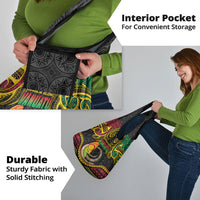 Vanuatu Language Week Grocery Bag Boar Tusk Warrior Tribal Floral Pattern