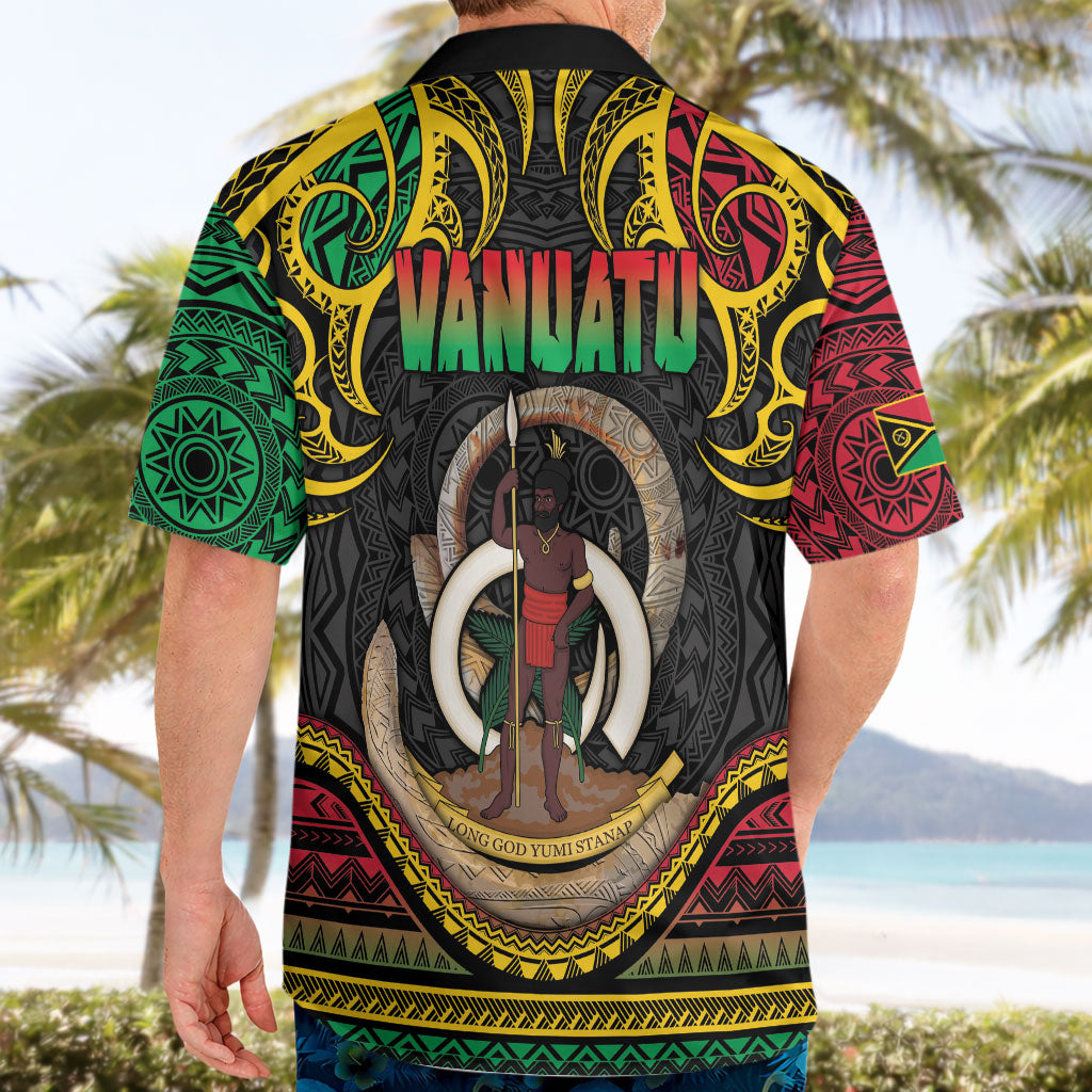 Vanuatu Language Week Hawaiian Shirt Boar Tusk Warrior Tribal Floral Pattern