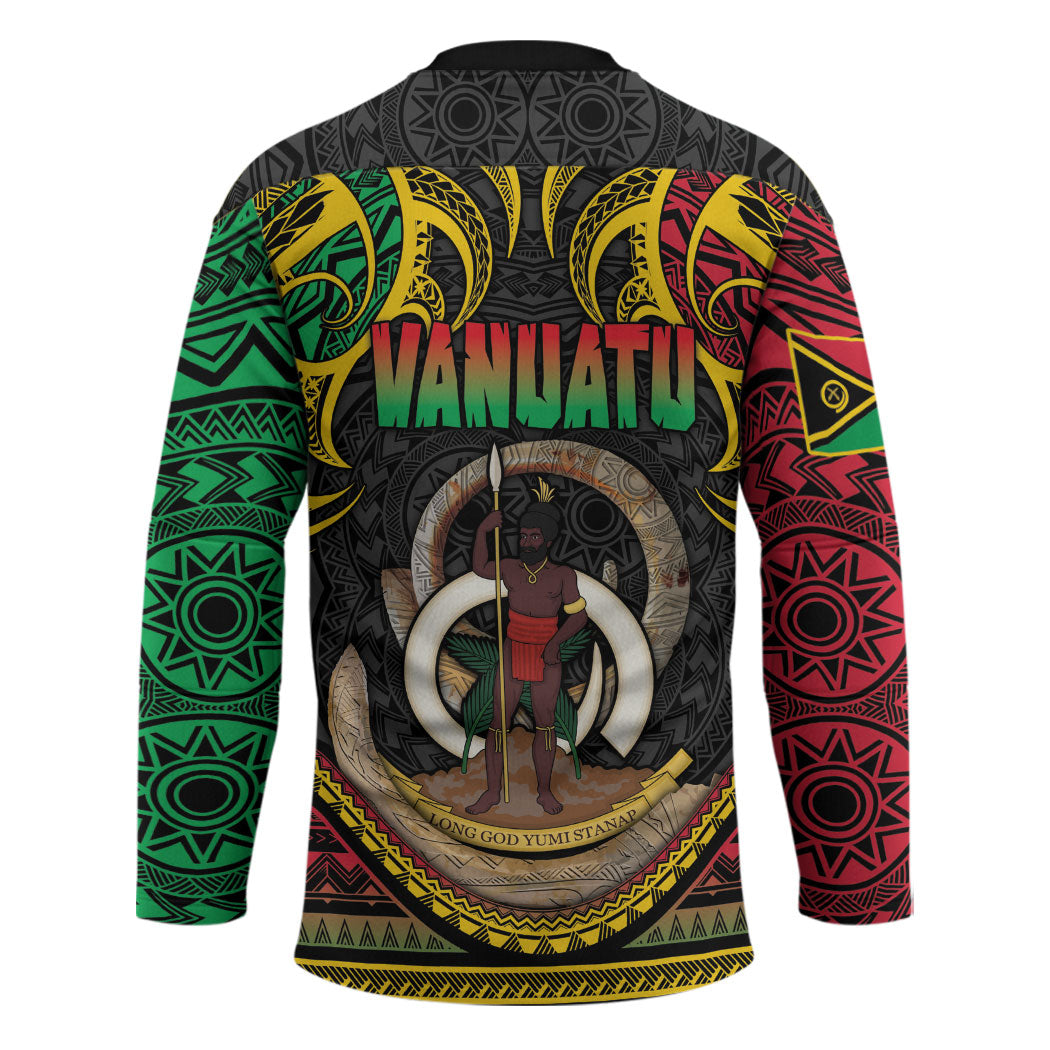 Vanuatu Language Week Hockey Jersey Boar Tusk Warrior Tribal Floral Pattern