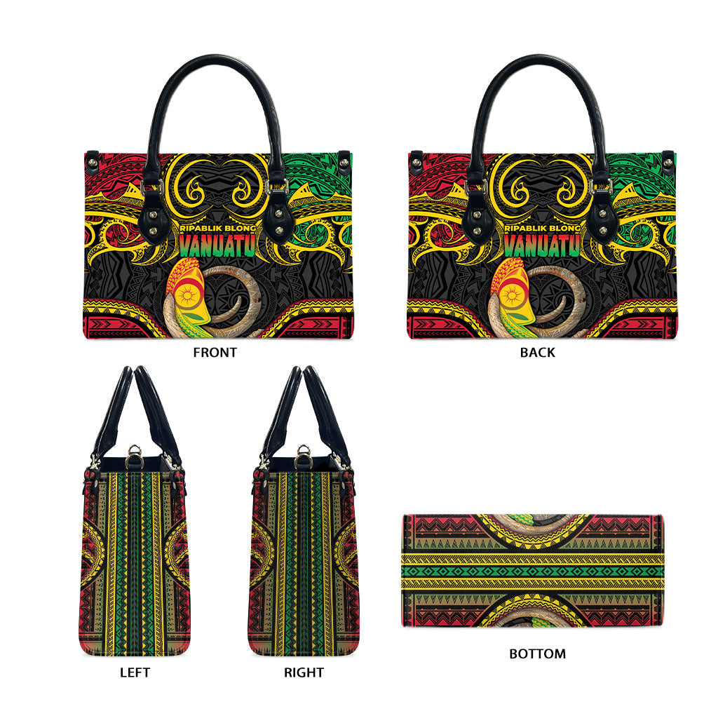 Vanuatu Language Week Leather Bag Boar Tusk Warrior Tribal Floral Pattern