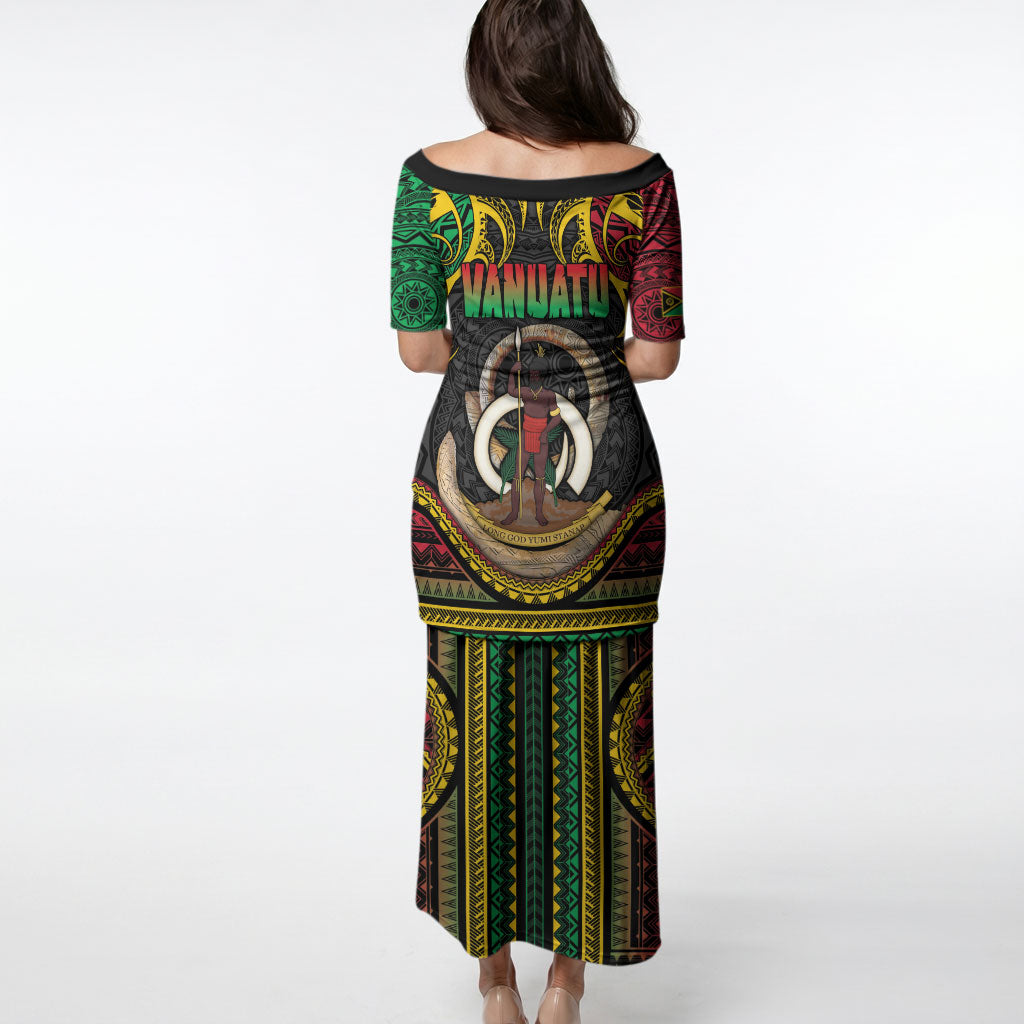 Vanuatu Language Week Puletasi Boar Tusk Warrior Tribal Floral Pattern