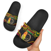 Vanuatu Language Week Slide Sandals Boar Tusk Warrior Tribal Floral Pattern