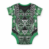Aotearoa Ngati Maniapoto Baby Onesie Maori Tribal Green Paua Shell Pattern