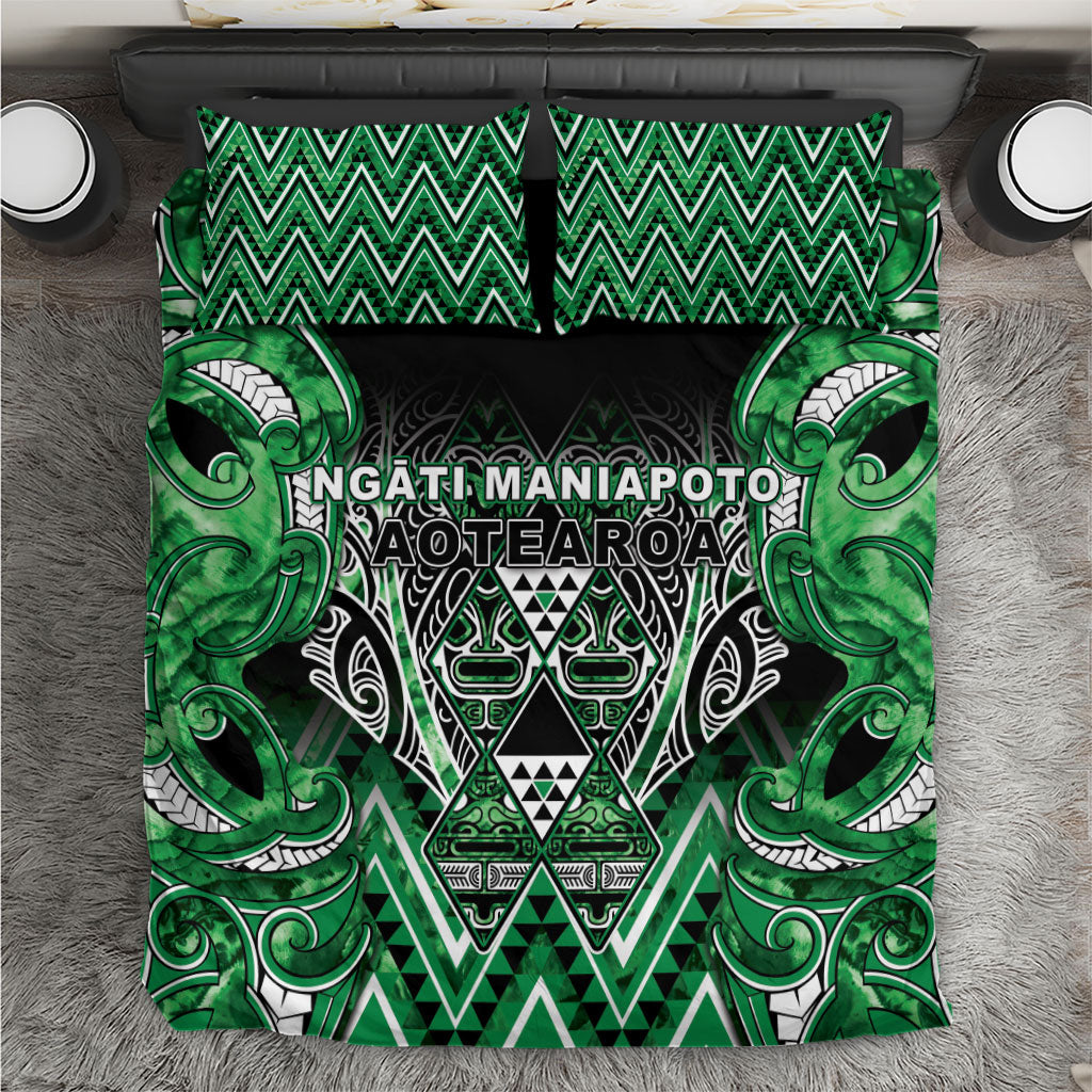 Aotearoa Ngati Maniapoto Bedding Set Maori Tribal Green Paua Shell Pattern DT05 Green - Polynesian Pride