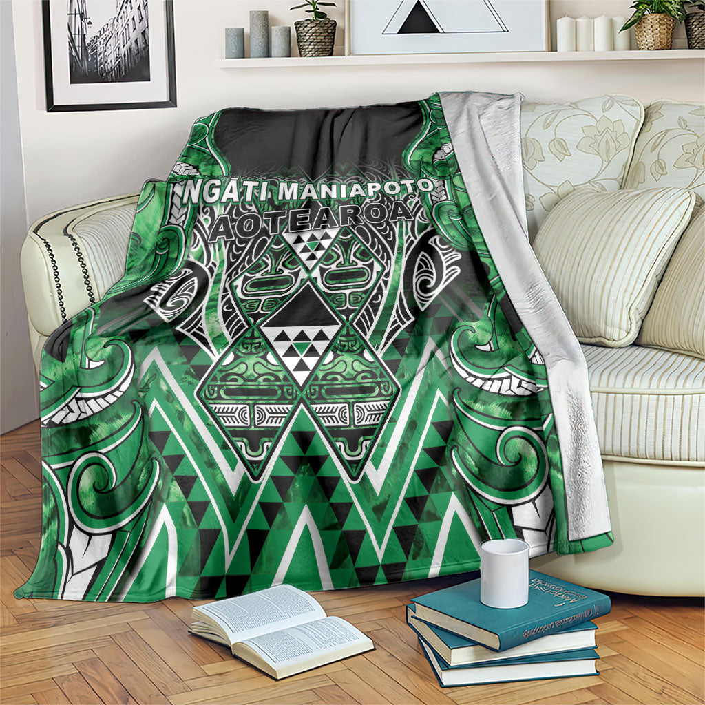 Aotearoa Ngati Maniapoto Blanket Maori Tribal Green Paua Shell Pattern DT05 Green - Polynesian Pride