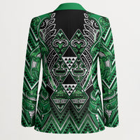 Aotearoa Ngati Maniapoto Blazer Maori Tribal Green Paua Shell Pattern DT05 - Polynesian Pride