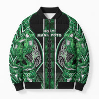 Aotearoa Ngati Maniapoto Bomber Puffer Jacket Maori Tribal Green Paua Shell Pattern DT05 Unisex Green - Polynesian Pride