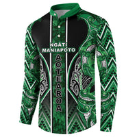 Aotearoa Ngati Maniapoto Button Sweatshirt Maori Tribal Green Paua Shell Pattern DT05 - Polynesian Pride