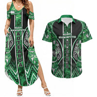 Aotearoa Ngati Maniapoto Couples Matching Summer Maxi Dress and Hawaiian Shirt Maori Tribal Green Paua Shell Pattern DT05 Green - Polynesian Pride