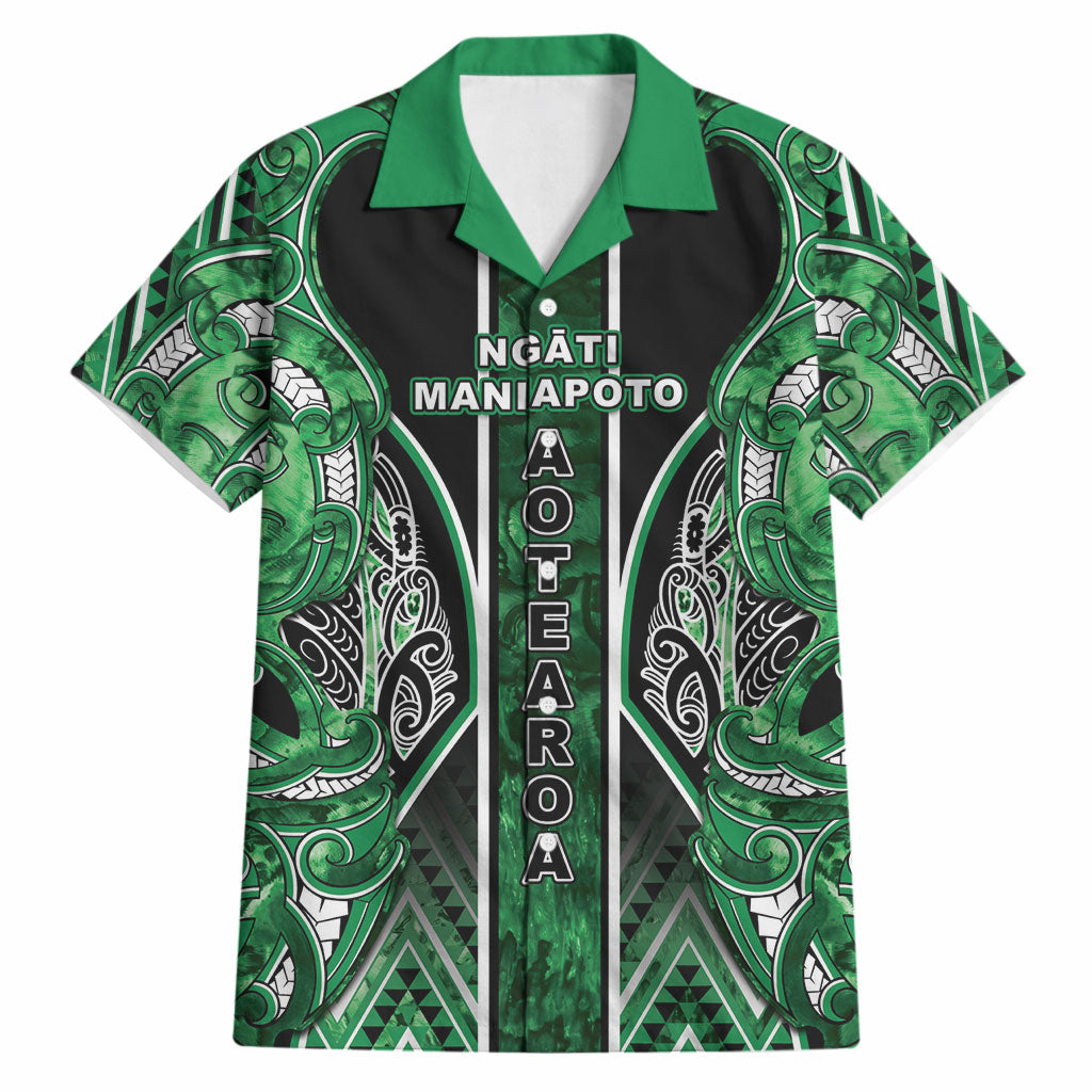 Aotearoa Ngati Maniapoto Hawaiian Shirt Maori Tribal Green Paua Shell Pattern DT05 Green - Polynesian Pride
