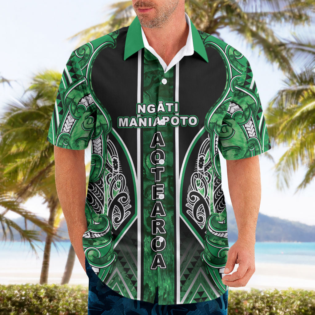 Aotearoa Ngati Maniapoto Hawaiian Shirt Maori Tribal Green Paua Shell Pattern DT05 - Polynesian Pride