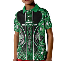 Aotearoa Ngati Maniapoto Kid Polo Shirt Maori Tribal Green Paua Shell Pattern DT05 Kid Green - Polynesian Pride