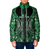 Aotearoa Ngati Maniapoto Padded Jacket Maori Tribal Green Paua Shell Pattern DT05 Men Green - Polynesian Pride