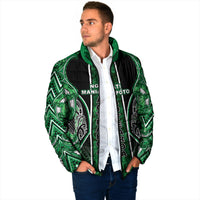 Aotearoa Ngati Maniapoto Padded Jacket Maori Tribal Green Paua Shell Pattern DT05 - Polynesian Pride