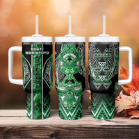 Aotearoa Ngati Maniapoto Tumbler With Handle Maori Tribal Green Paua Shell Pattern DT05 - Polynesian Pride