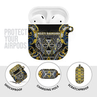 Aotearoa Ngati Raukawa AirPods Case Maori Tribal Yellow And Navy Paua Shell Pattern DT05 - Polynesian Pride