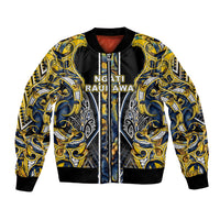 Aotearoa Ngati Raukawa Bomber Jacket Maori Tribal Yellow And Navy Paua Shell Pattern DT05 Unisex Yellow - Polynesian Pride