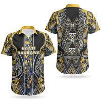Aotearoa Ngati Raukawa Couples Matching Off Shoulder Maxi Dress and Hawaiian Shirt Maori Tribal Yellow And Navy Paua Shell Pattern DT05 - Polynesian Pride