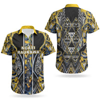 Aotearoa Ngati Raukawa Couples Matching Summer Maxi Dress and Hawaiian Shirt Maori Tribal Yellow And Navy Paua Shell Pattern DT05 - Polynesian Pride