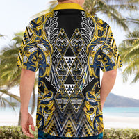 Aotearoa Ngati Raukawa Hawaiian Shirt Maori Tribal Yellow And Navy Paua Shell Pattern DT05 - Polynesian Pride
