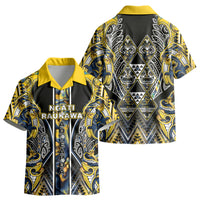 Aotearoa Ngati Raukawa Kid Hawaiian Shirt Maori Tribal Yellow And Navy Paua Shell Pattern DT05 - Polynesian Pride