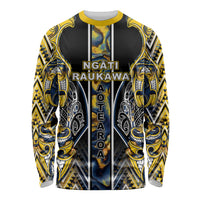 Aotearoa Ngati Raukawa Long Sleeve Shirt Maori Tribal Yellow And Navy Paua Shell Pattern DT05 Unisex Yellow - Polynesian Pride