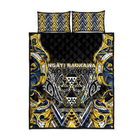 Aotearoa Ngati Raukawa Quilt Bed Set Maori Tribal Yellow And Navy Paua Shell Pattern DT05 - Polynesian Pride