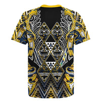 Aotearoa Ngati Raukawa Rugby Jersey Maori Tribal Yellow And Navy Paua Shell Pattern DT05 - Polynesian Pride