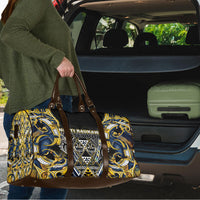 Aotearoa Ngati Raukawa Travel Bag Maori Tribal Yellow And Navy Paua Shell Pattern DT05 - Polynesian Pride