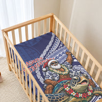 Samoa Christmas Baby Bed Cover Santa Riding Sea Turtle DT05 - Polynesian Pride