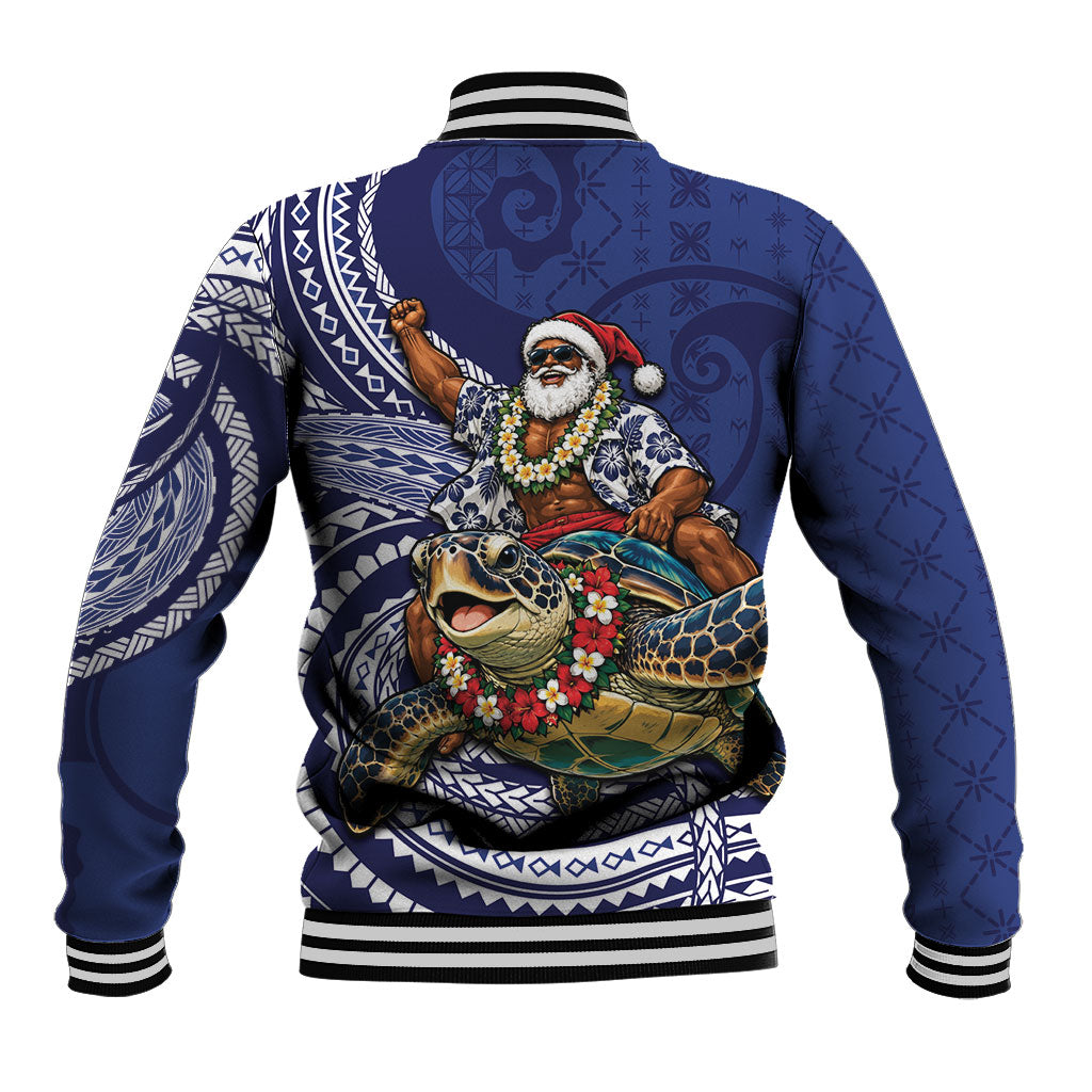 Samoa Christmas Baseball Jacket Santa Riding Sea Turtle DT05 - Polynesian Pride