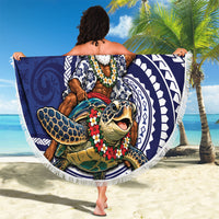 Samoa Christmas Beach Blanket Santa Riding Sea Turtle DT05 - Polynesian Pride