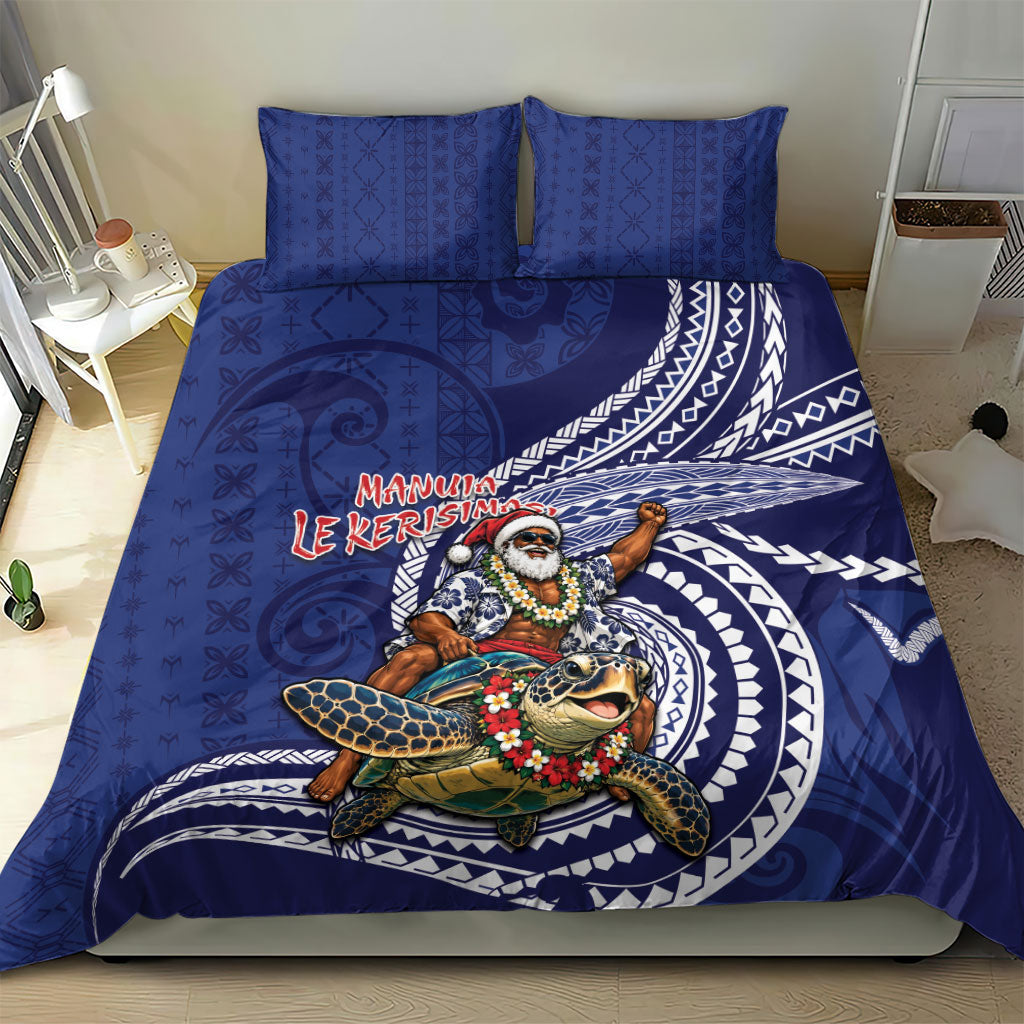 Samoa Christmas Bedding Set Santa Riding Sea Turtle DT05 - Polynesian Pride