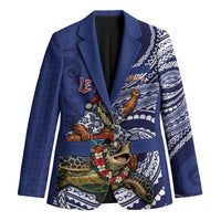 Samoa Christmas Blazer Santa Riding Sea Turtle DT05 Unisex Navy - Polynesian Pride