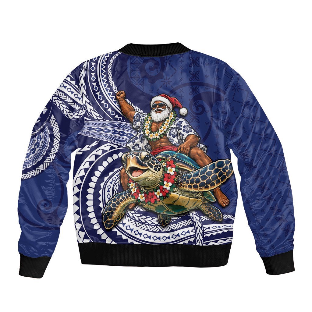 Samoa Christmas Bomber Jacket Santa Riding Sea Turtle DT05 - Polynesian Pride