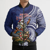 Samoa Christmas Bomber Puffer Jacket Santa Riding Sea Turtle DT05 - Polynesian Pride