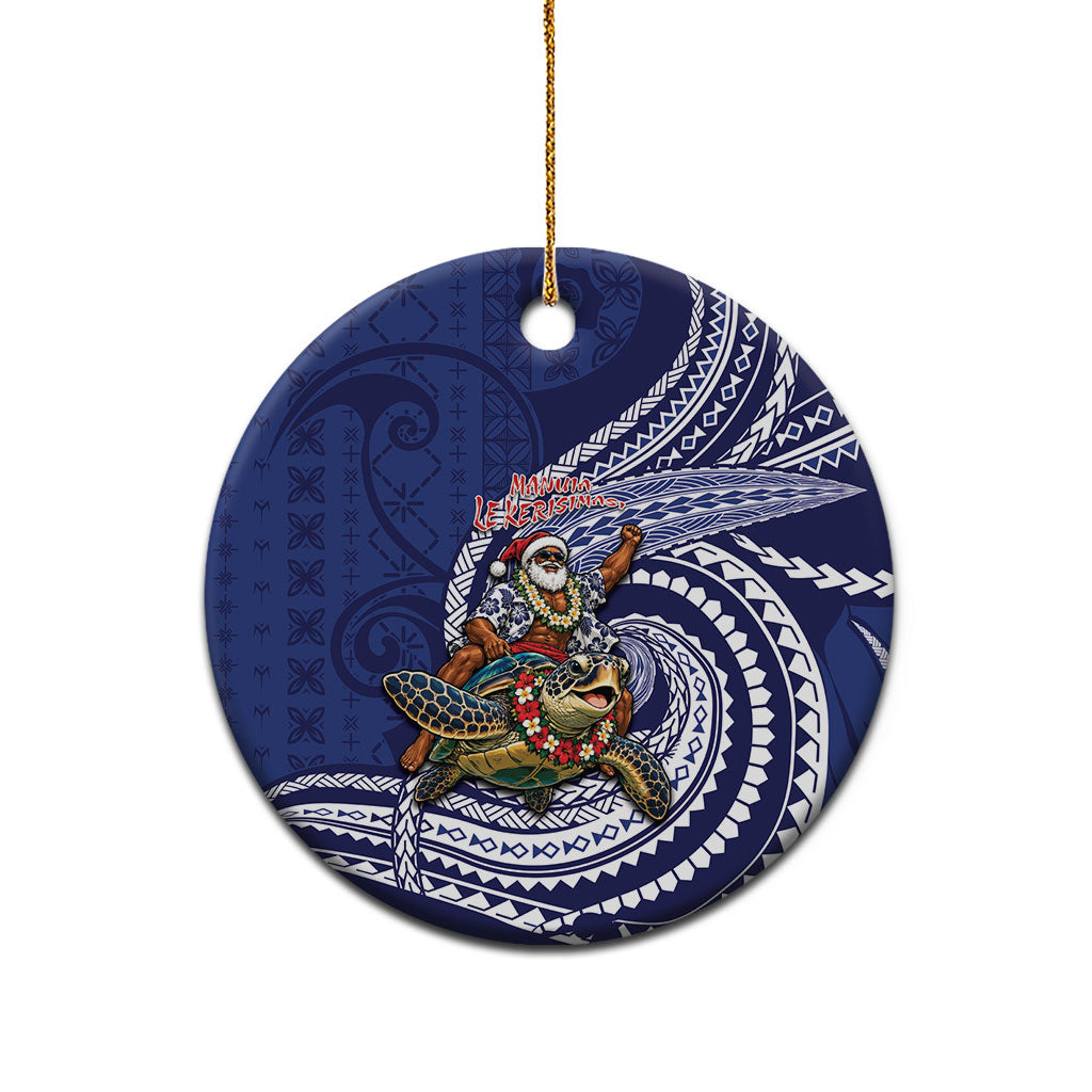 Samoa Christmas Ceramic Ornament Santa Riding Sea Turtle DT05 - Polynesian Pride