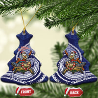 Samoa Christmas Ceramic Ornament Santa Riding Sea Turtle DT05 Christmas Tree Navy - Polynesian Pride