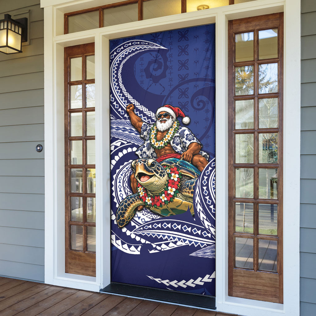 Samoa Christmas Door Cover Santa Riding Sea Turtle