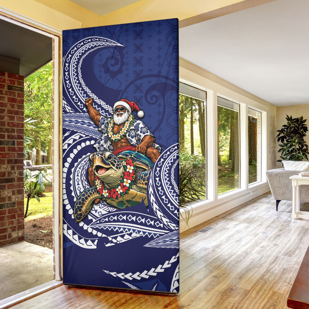 Samoa Christmas Door Cover Santa Riding Sea Turtle