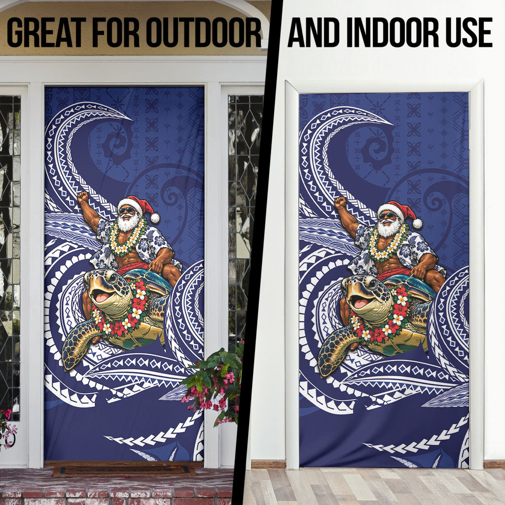 Samoa Christmas Door Cover Santa Riding Sea Turtle