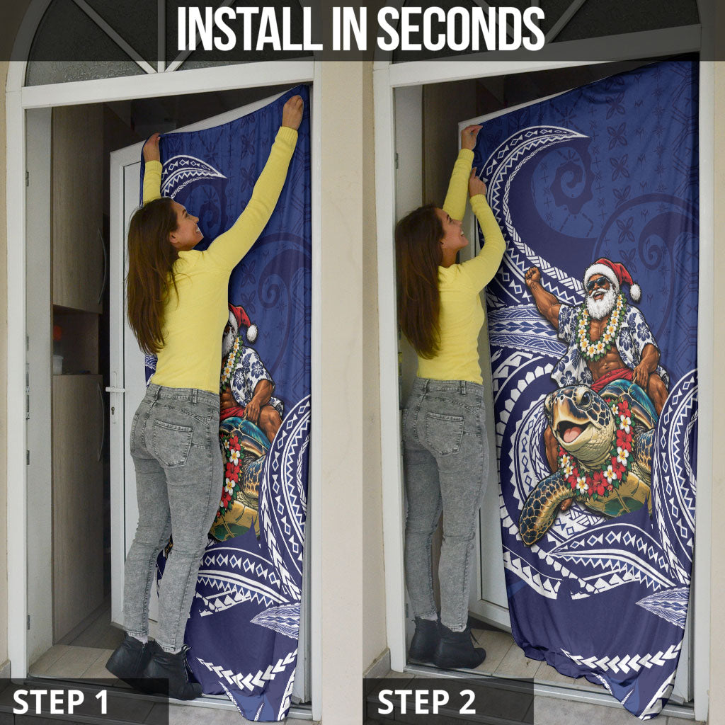 Samoa Christmas Door Cover Santa Riding Sea Turtle