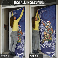 Samoa Christmas Door Cover Santa Riding Sea Turtle