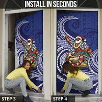 Samoa Christmas Door Cover Santa Riding Sea Turtle